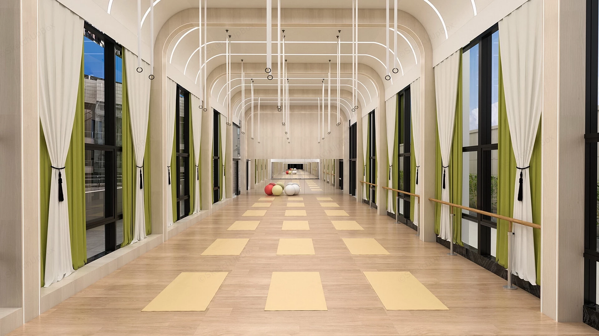 Luxury Yoga And Dance Studio Hall sketchup model preview - SketchupBox