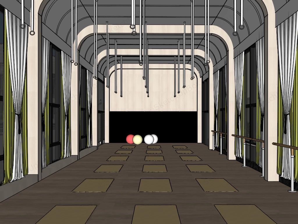 Luxury Yoga And Dance Studio Hall sketchup model preview - SketchupBox