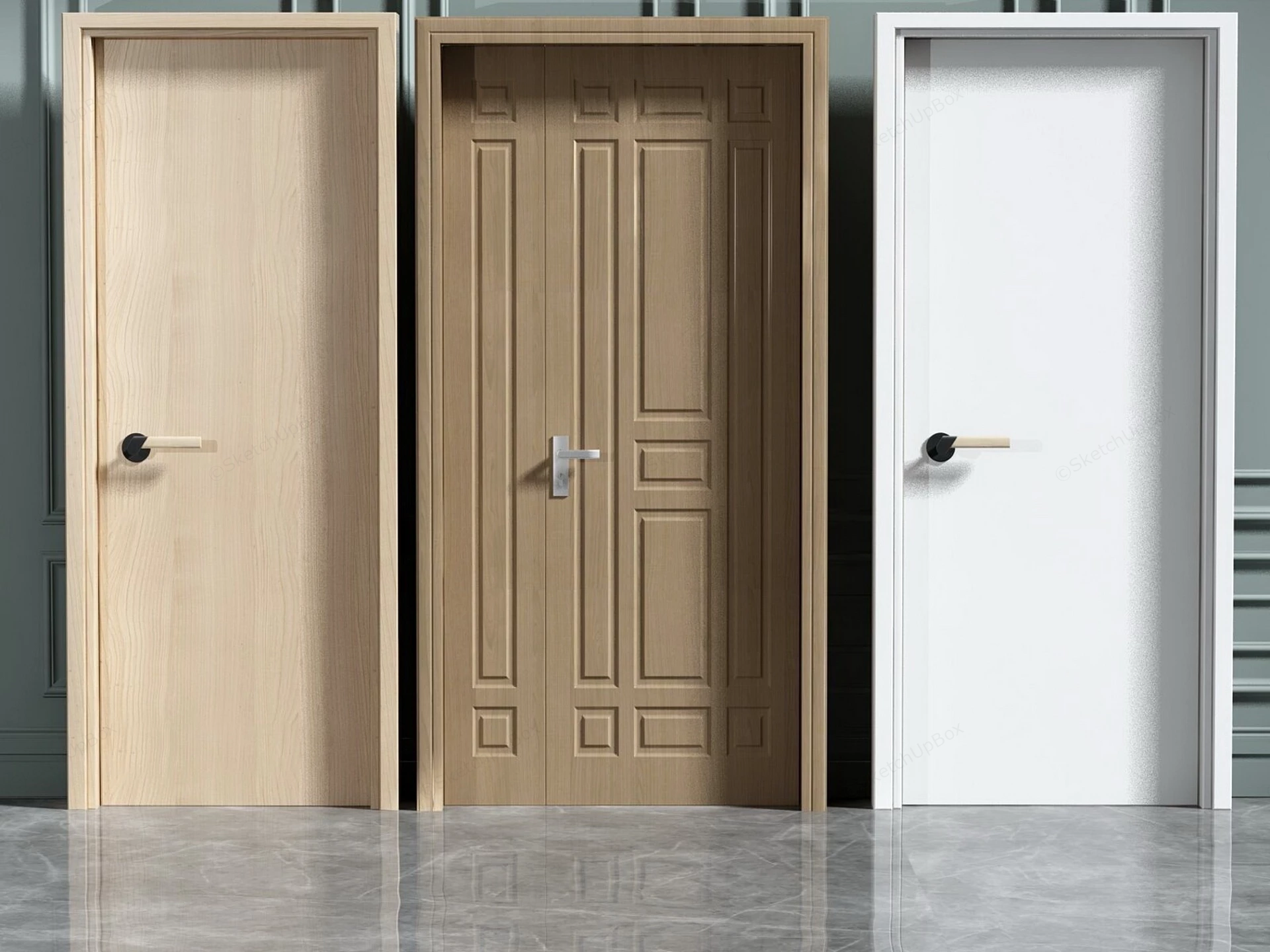 Three Distinct Interior Door Designs sketchup model preview - SketchupBox