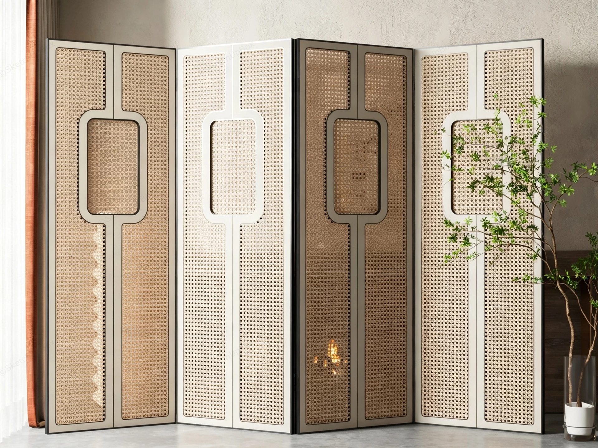 Luxury Modern Folding Room Divider sketchup model preview - SketchupBox