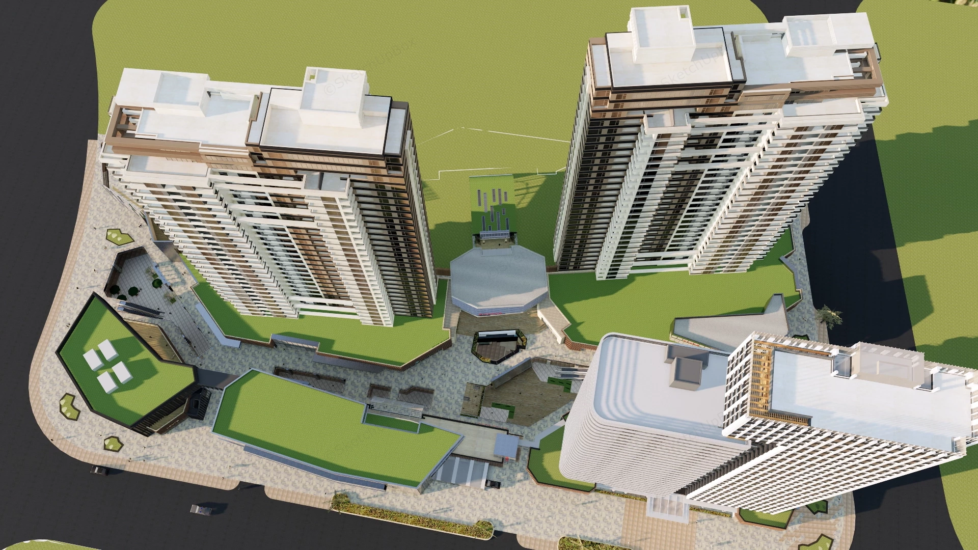 Modern Mixed Use Development Project sketchup model preview - SketchupBox