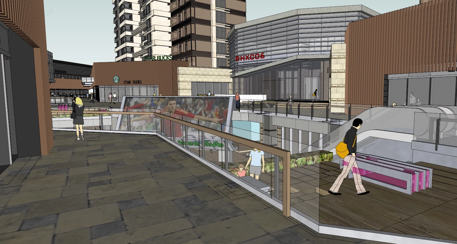 Modern Mixed Use Development Project sketchup model preview - SketchupBox