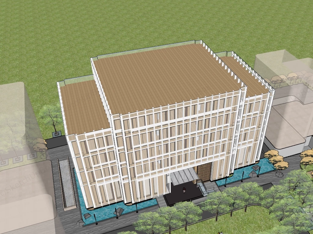 Modern Multi Story Office Building sketchup model preview - SketchupBox