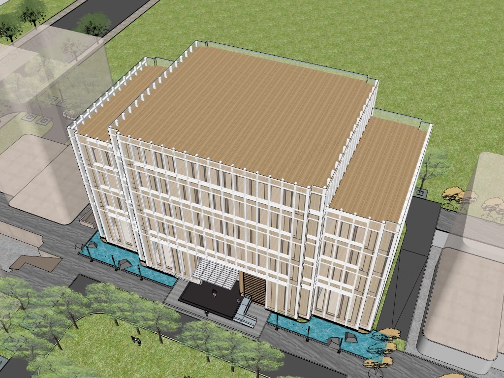 Modern Multi Story Office Building sketchup model preview - SketchupBox