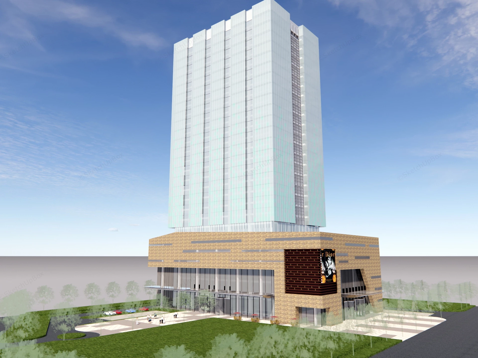 Modern Mixed Use Commercial Skyscraper sketchup model preview - SketchupBox