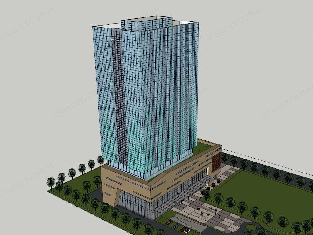 Modern Mixed Use Commercial Skyscraper sketchup model preview - SketchupBox