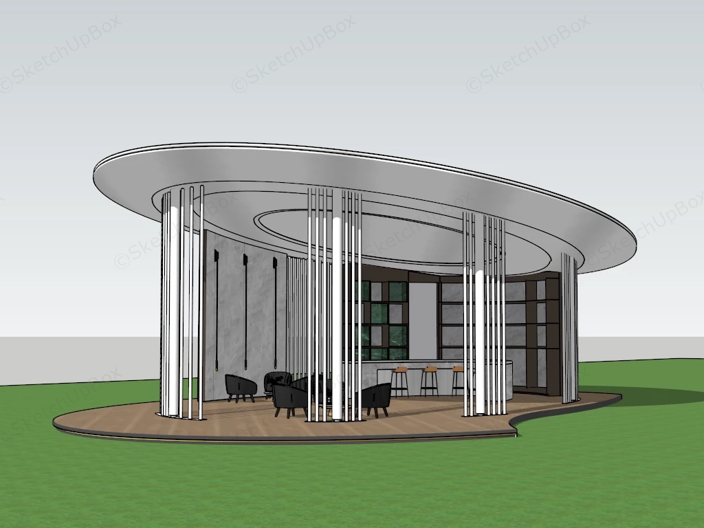 Modern Open Air Pavilion Bar sketchup model preview - SketchupBox