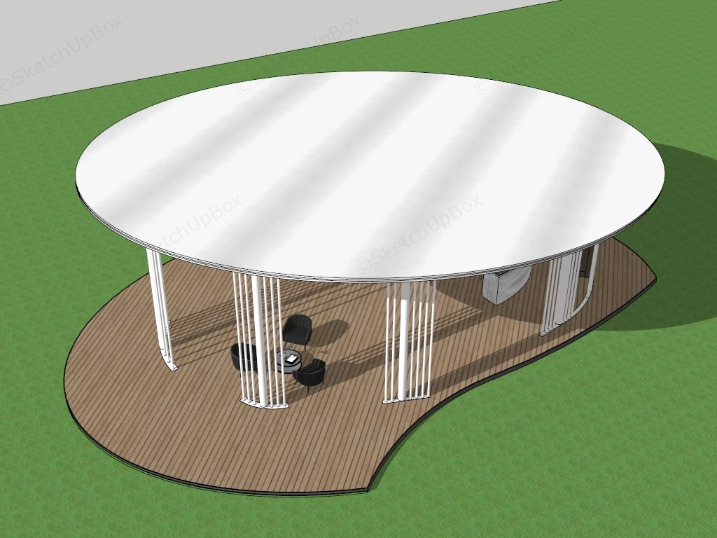 Modern Open Air Pavilion Bar sketchup model preview - SketchupBox