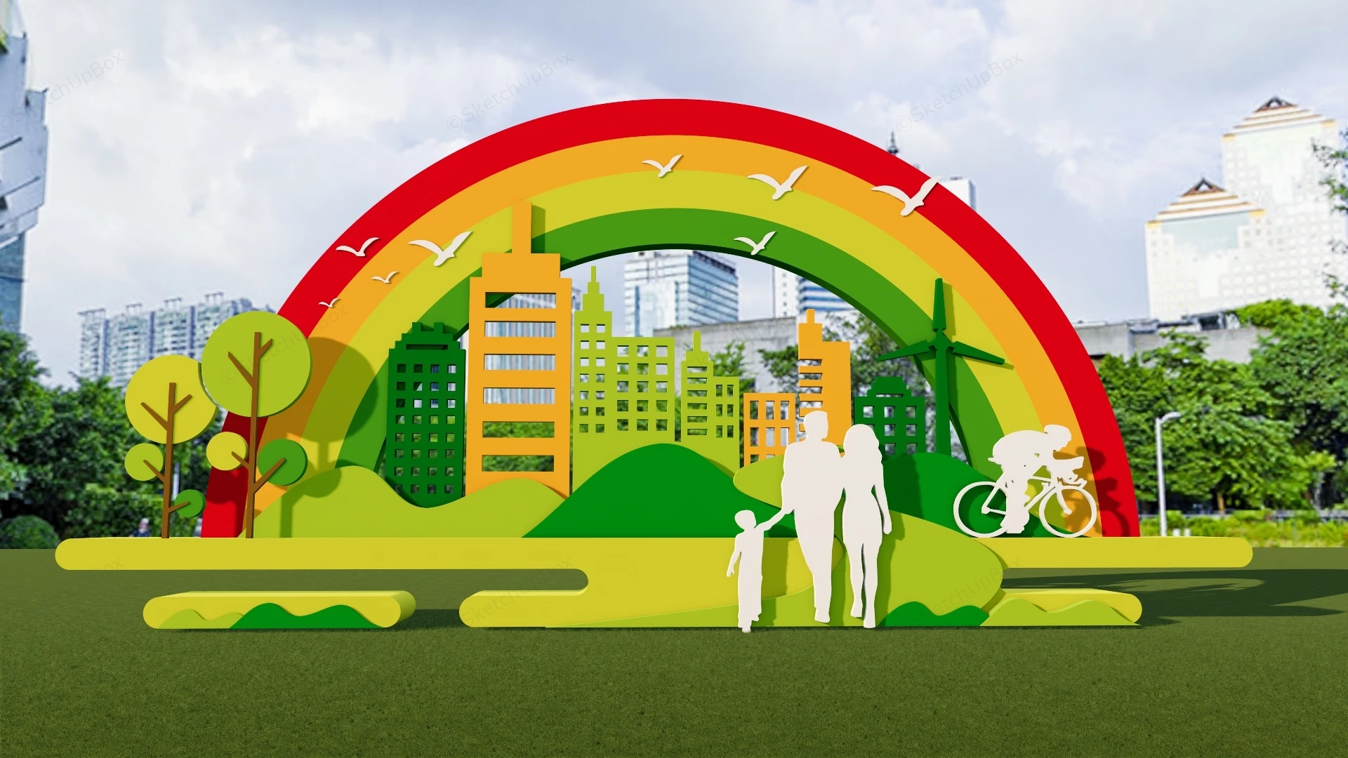 Colorful Eco Themed Installation sketchup model preview - SketchupBox