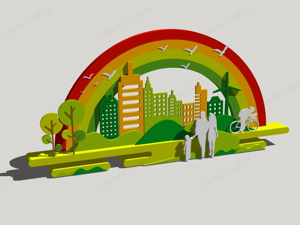 Colorful Eco Themed Installation sketchup model preview - SketchupBox
