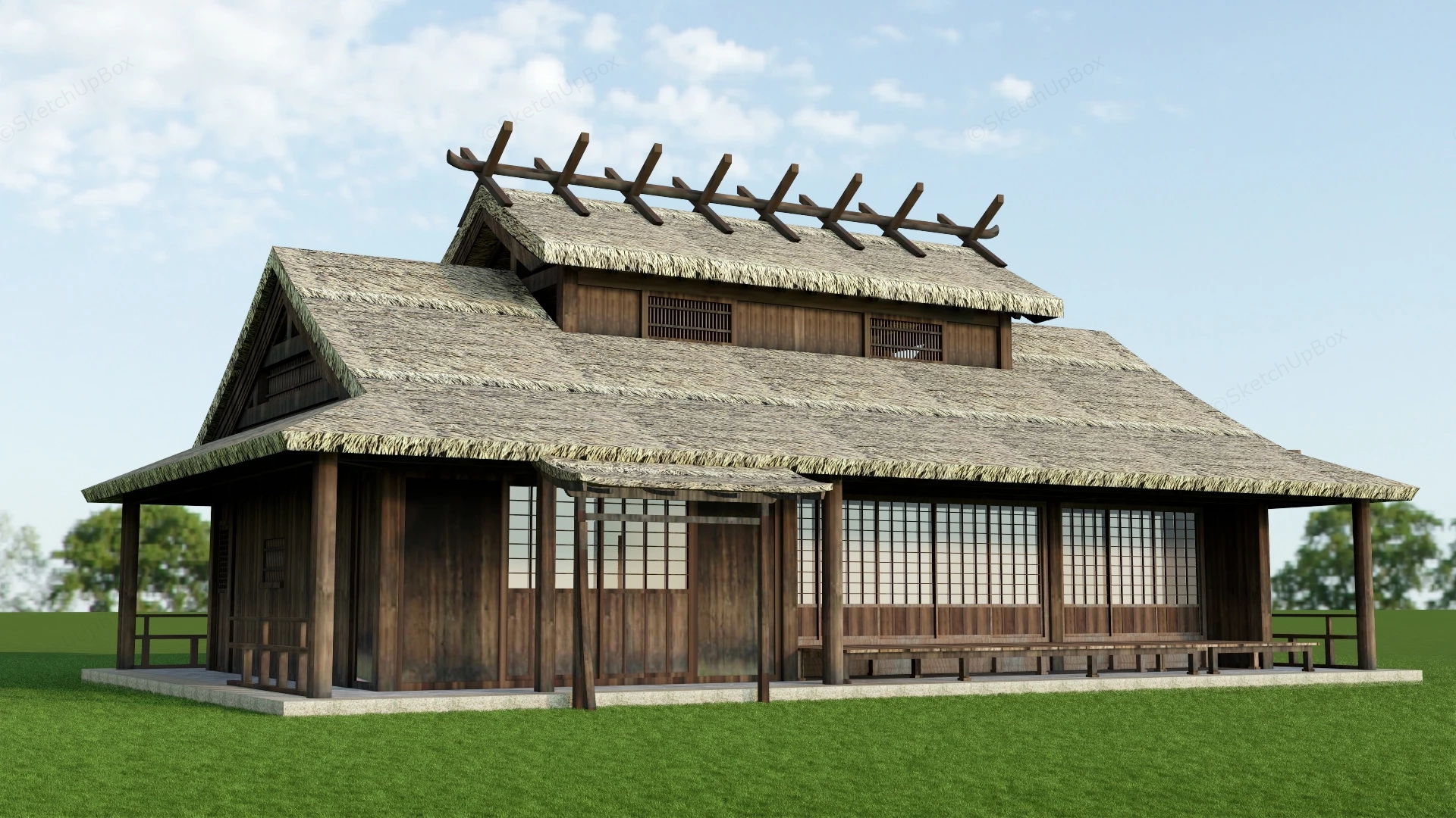 Traditional Japanese Farmhouse sketchup model preview - SketchupBox