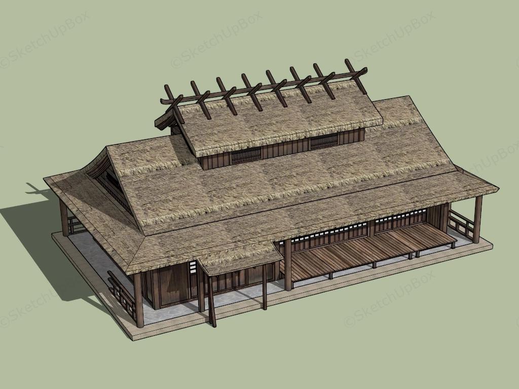 Traditional Japanese Farmhouse sketchup model preview - SketchupBox