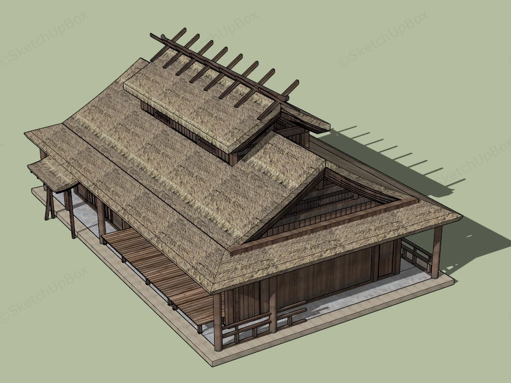 Traditional Japanese Farmhouse sketchup model preview - SketchupBox