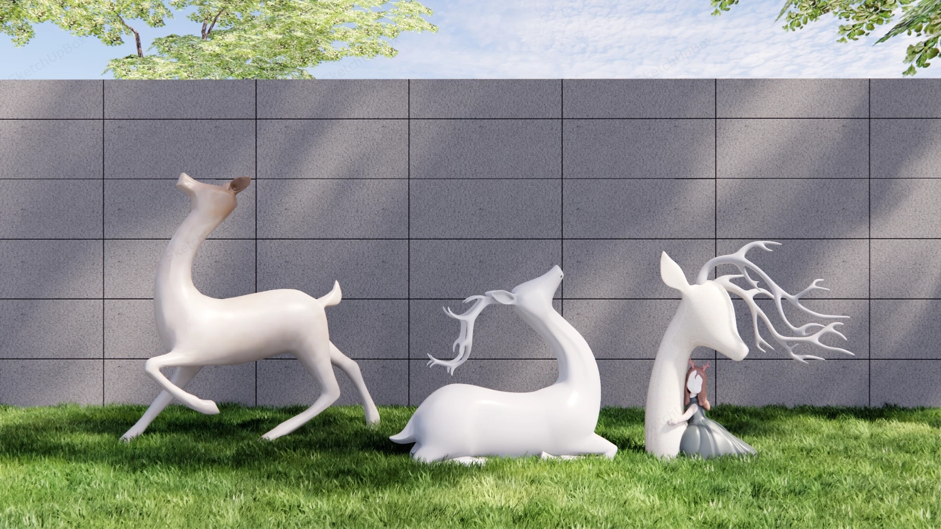 White Deer Sculptures sketchup model preview - SketchupBox