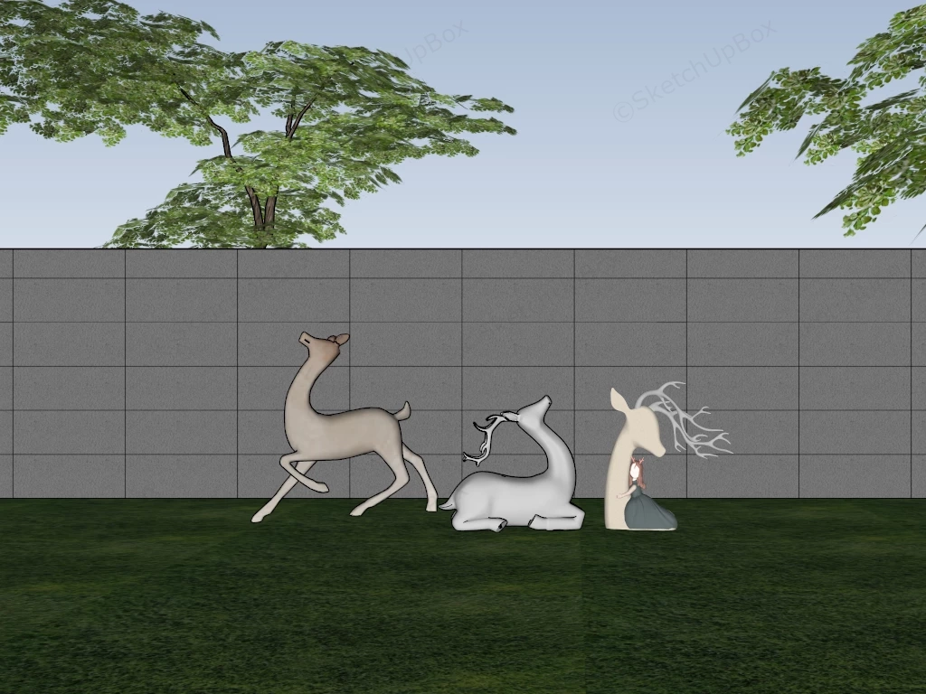 White Deer Sculptures sketchup model preview - SketchupBox