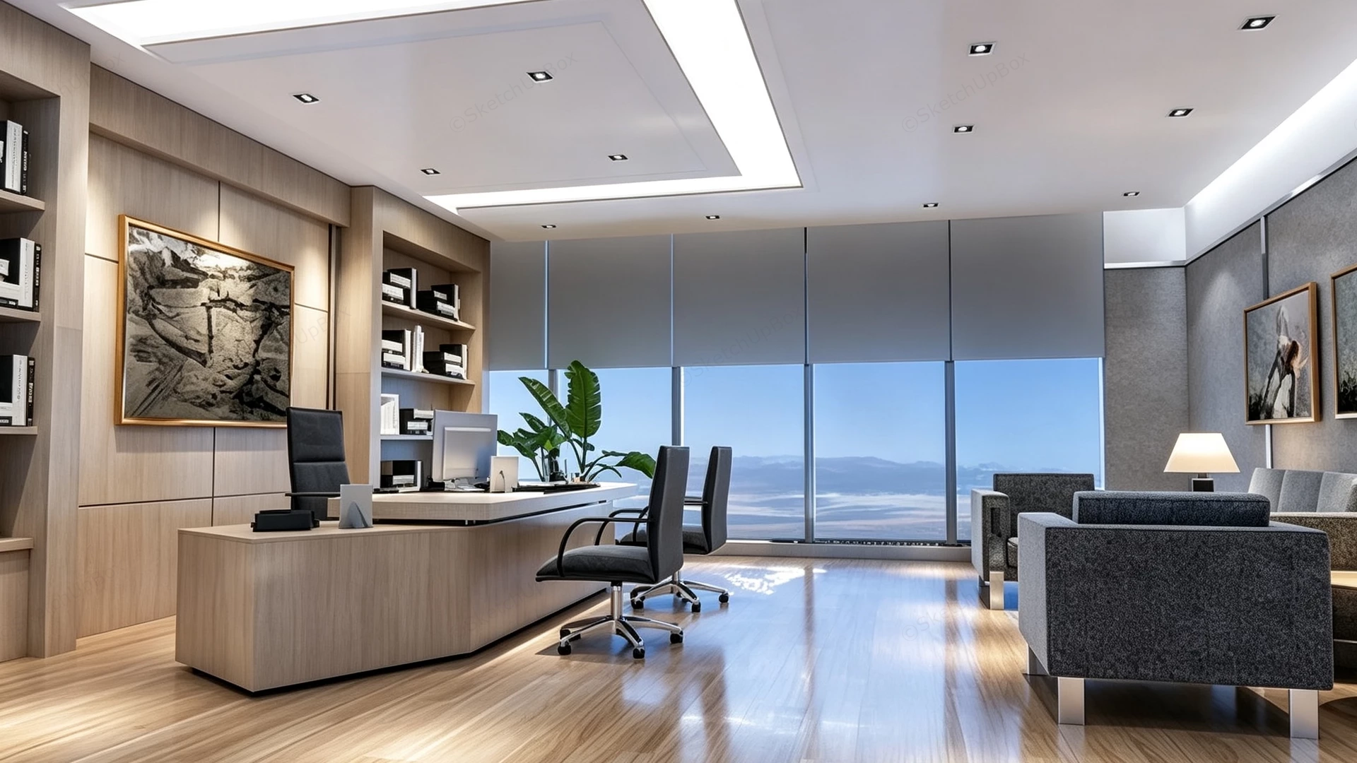 Luxury Executive Office Suite sketchup model preview - SketchupBox