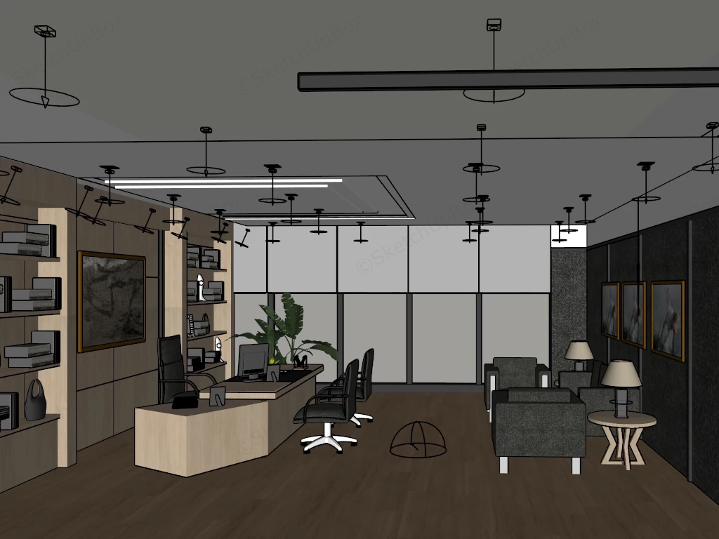 Luxury Executive Office Suite sketchup model preview - SketchupBox