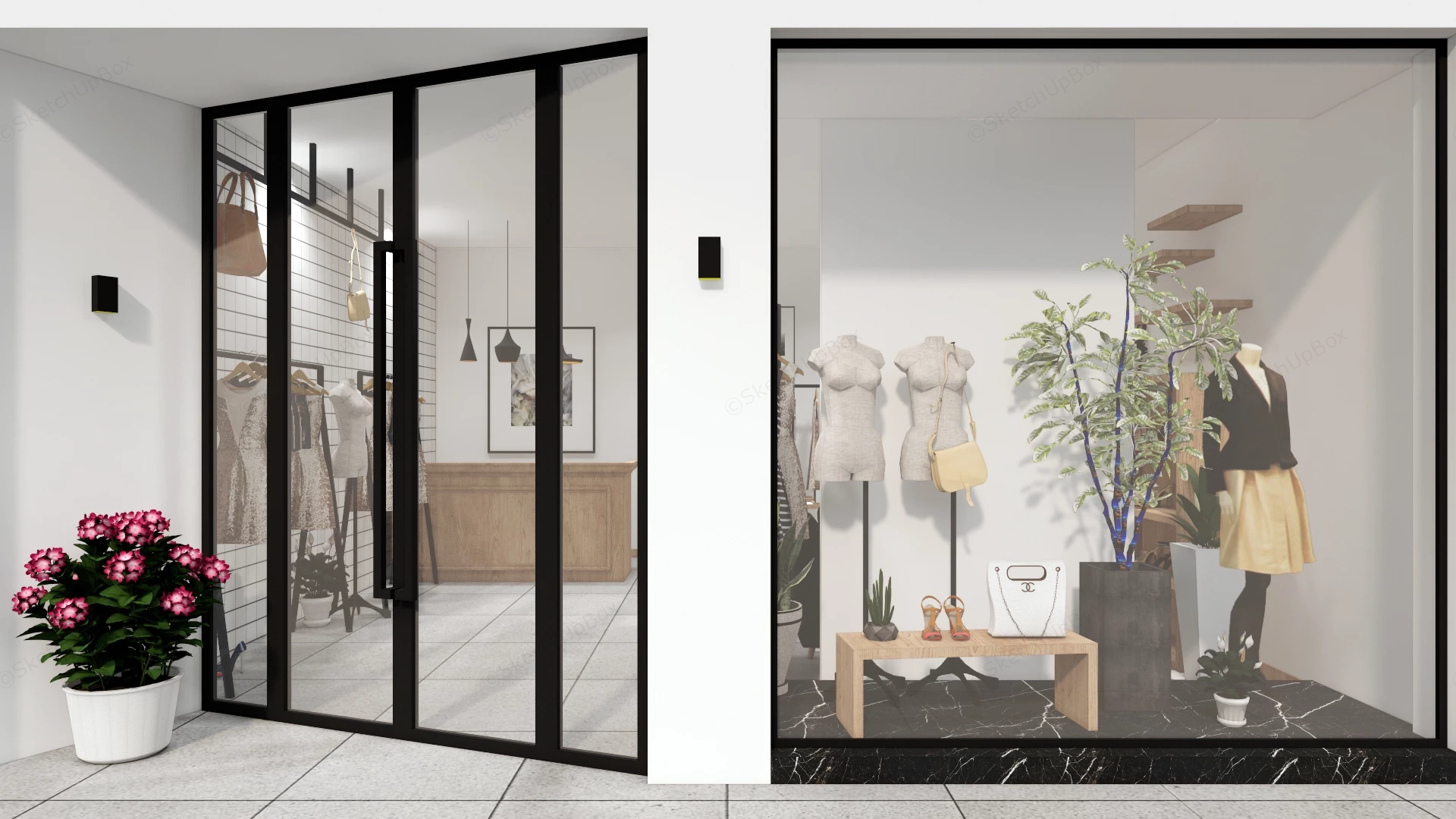 Minimalist Boutique Fashion Retail Store sketchup model preview - SketchupBox