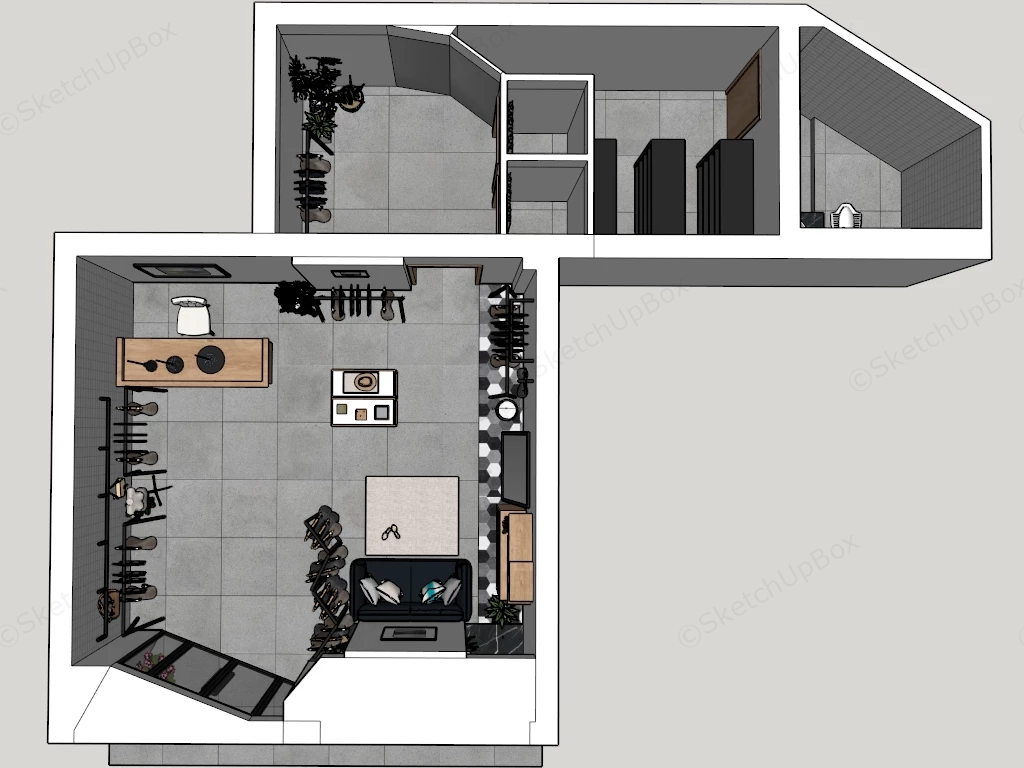 Minimalist Boutique Fashion Retail Store sketchup model preview - SketchupBox