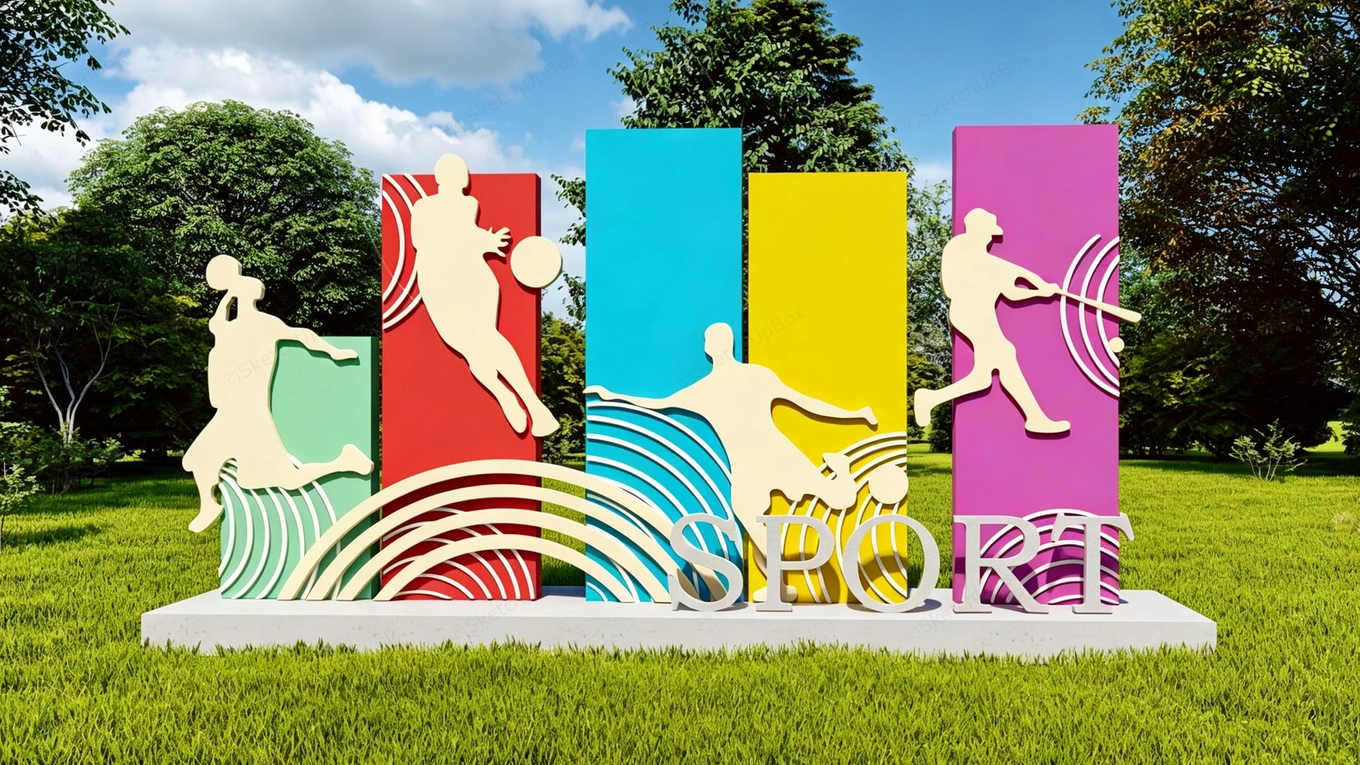 Sports Themed Public Art Installation sketchup model preview - SketchupBox