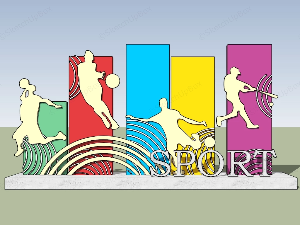 Sports Themed Public Art Installation sketchup model preview - SketchupBox