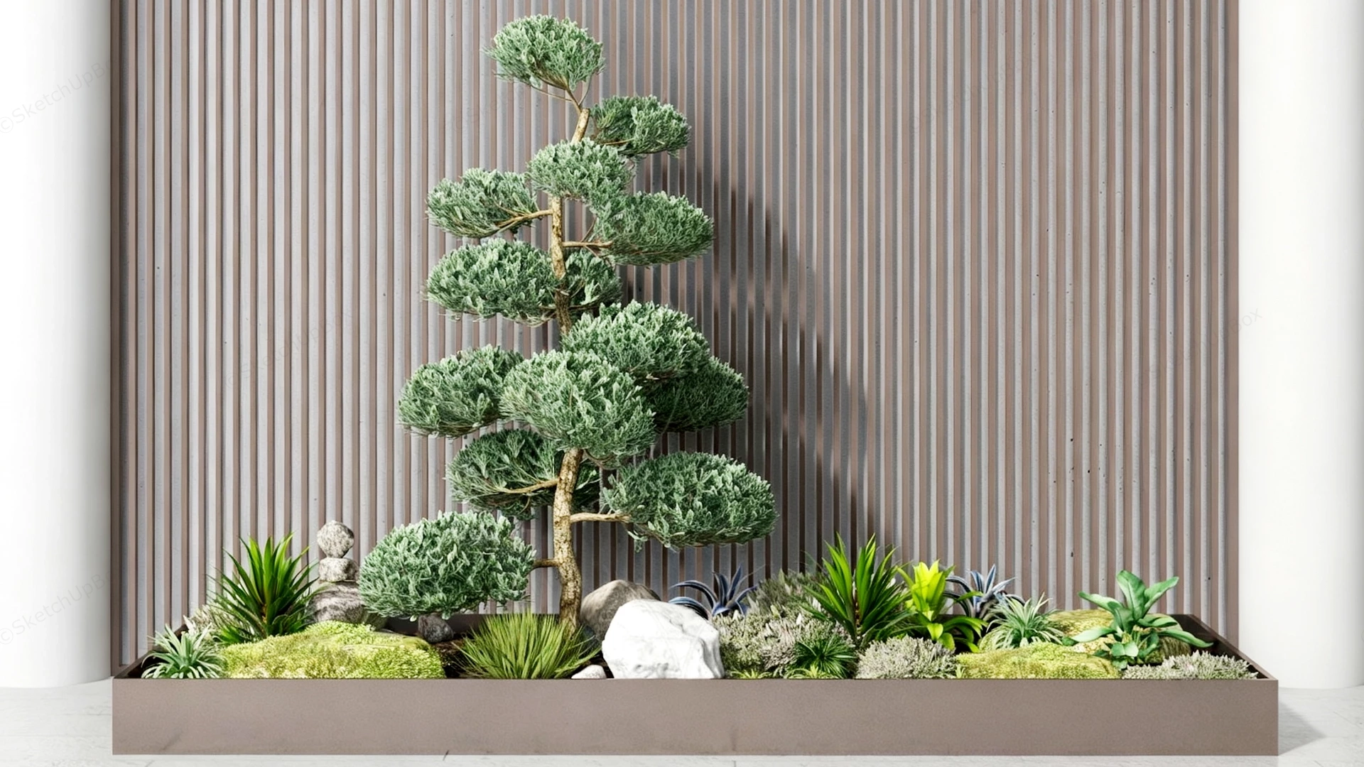 Japanese Inspired Indoor Garden sketchup model preview - SketchupBox