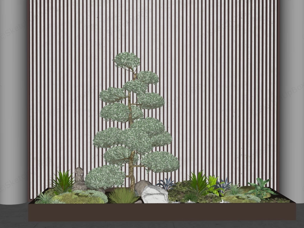 Japanese Inspired Indoor Garden sketchup model preview - SketchupBox