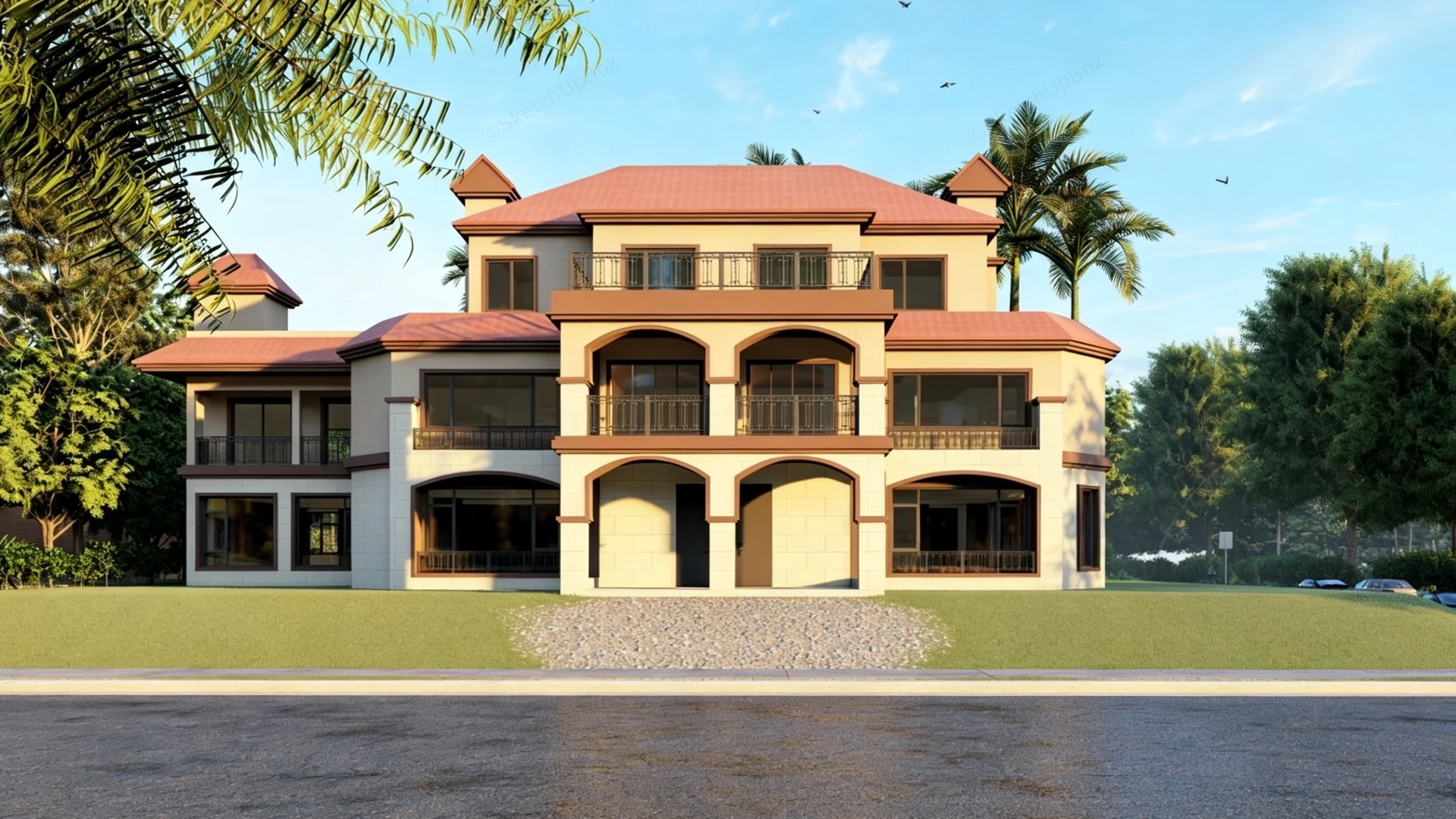 Luxury Multi Story Villa sketchup model preview - SketchupBox