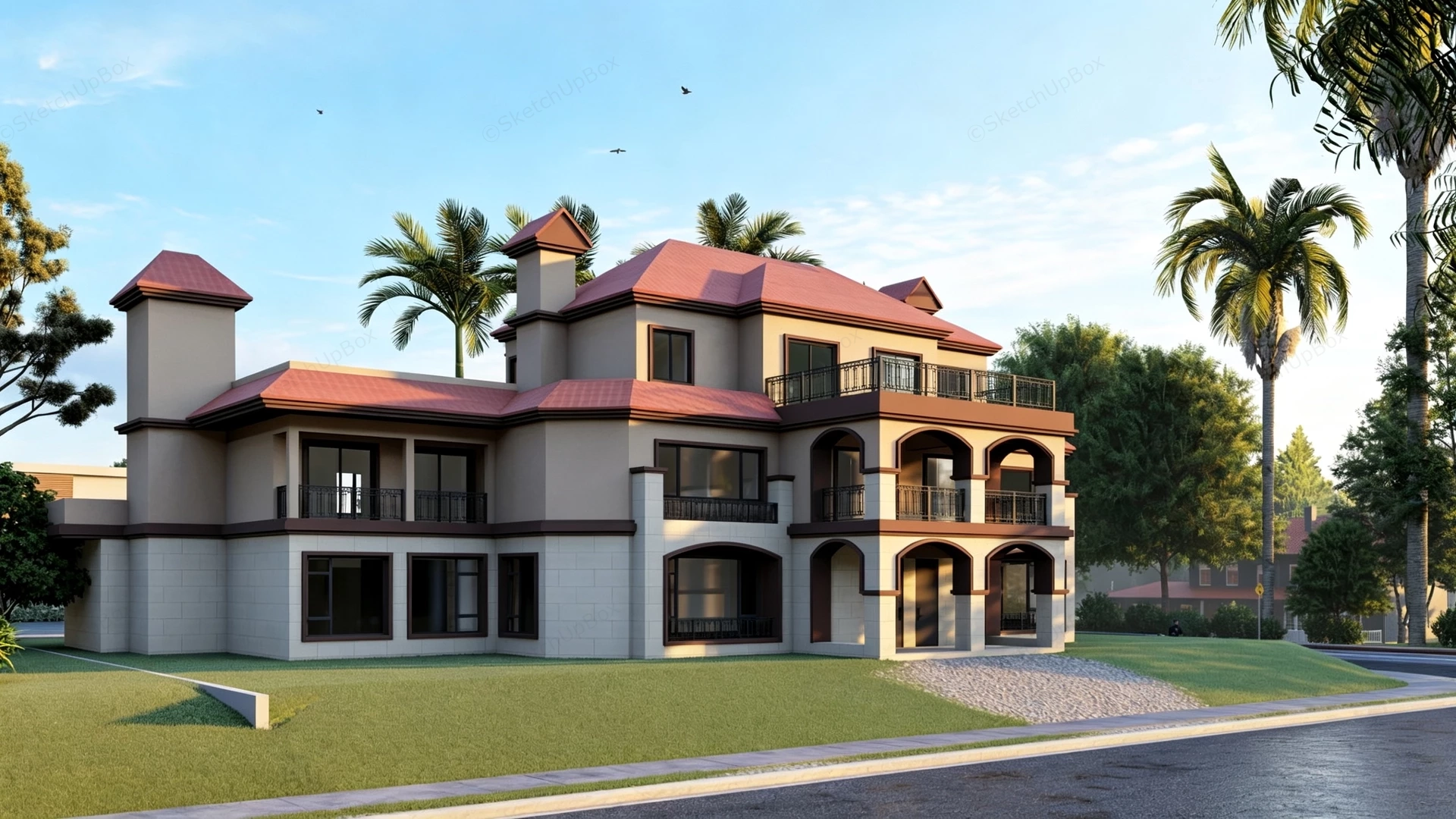 Luxury Multi Story Villa sketchup model preview - SketchupBox