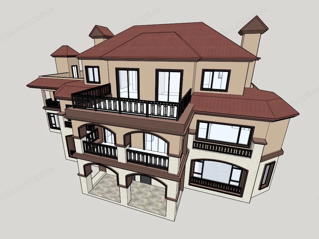 Luxury Multi Story Villa sketchup model preview - SketchupBox
