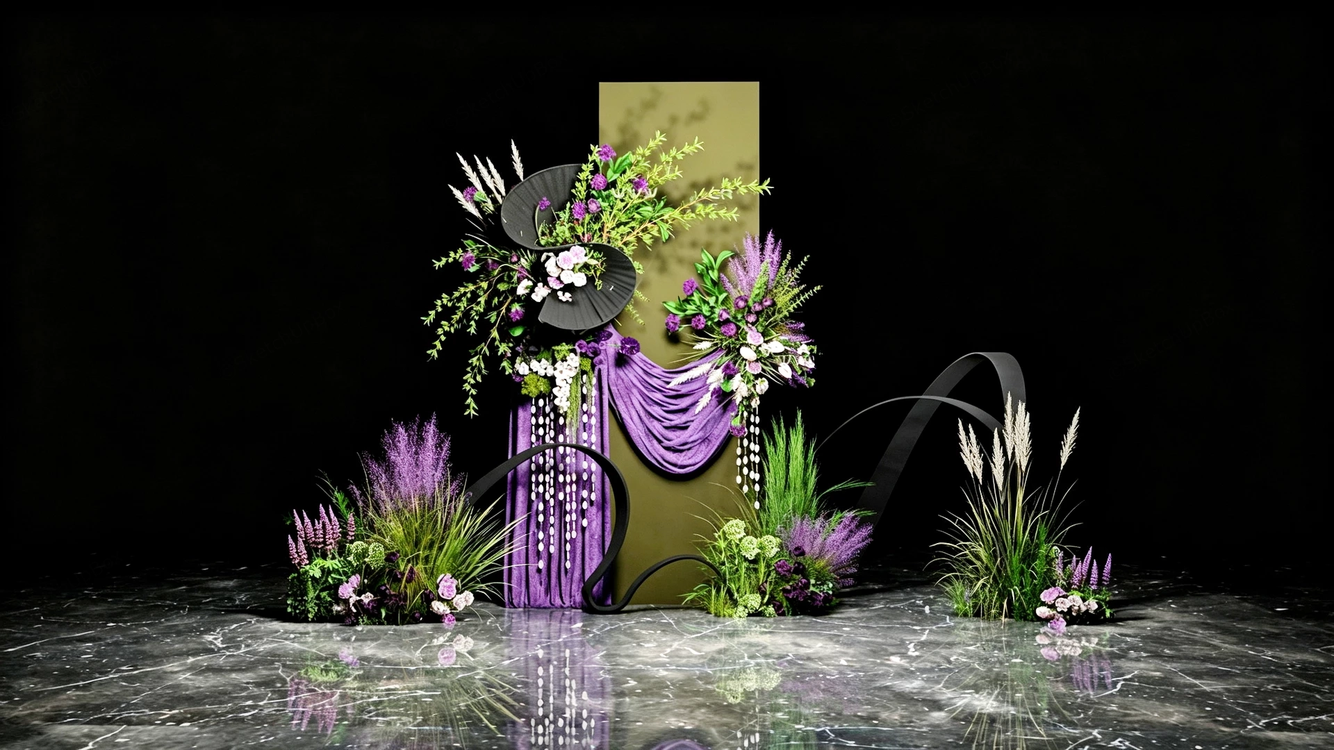 Purple Wedding Floral Arrangement sketchup model preview - SketchupBox