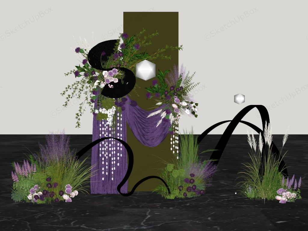 Purple Wedding Floral Arrangement sketchup model preview - SketchupBox