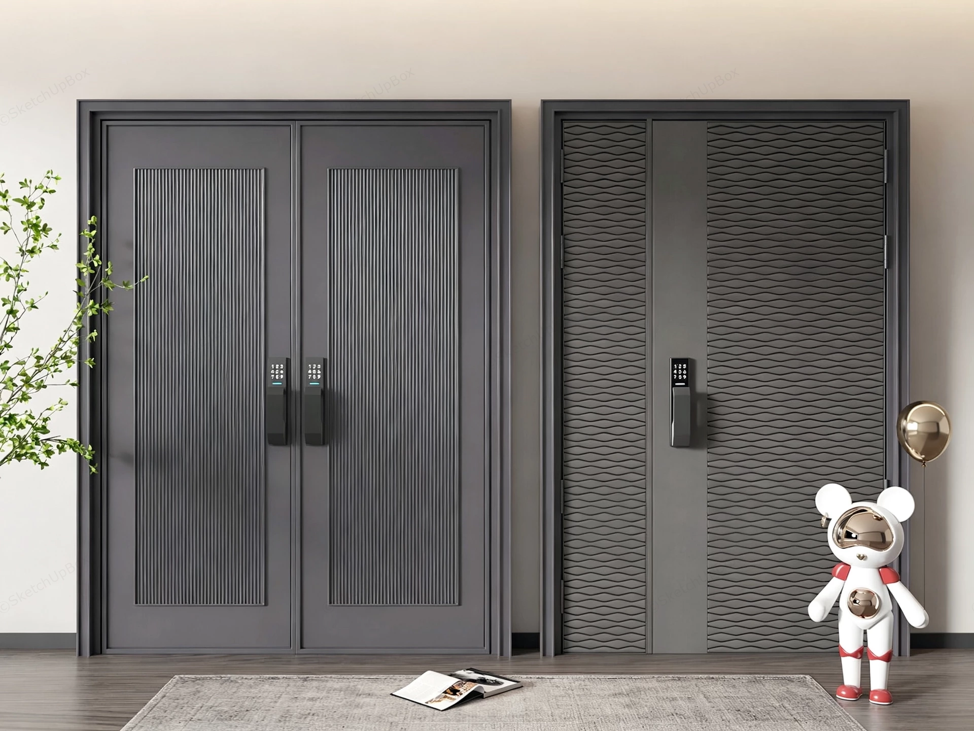 High End Contemporary Entry Doors sketchup model preview - SketchupBox