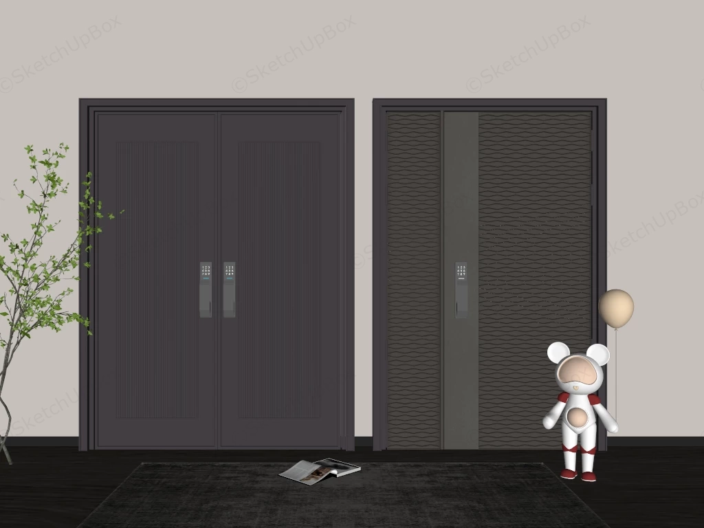 High End Contemporary Entry Doors sketchup model preview - SketchupBox