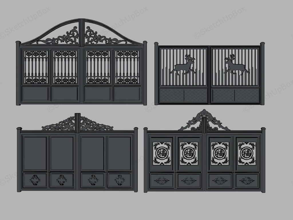 Ornate Driveway Gates sketchup model preview - SketchupBox