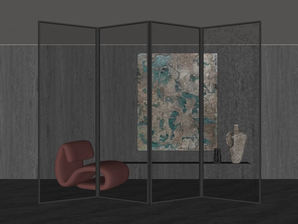 Modern Glass Panel Room Divider sketchup model preview - SketchupBox