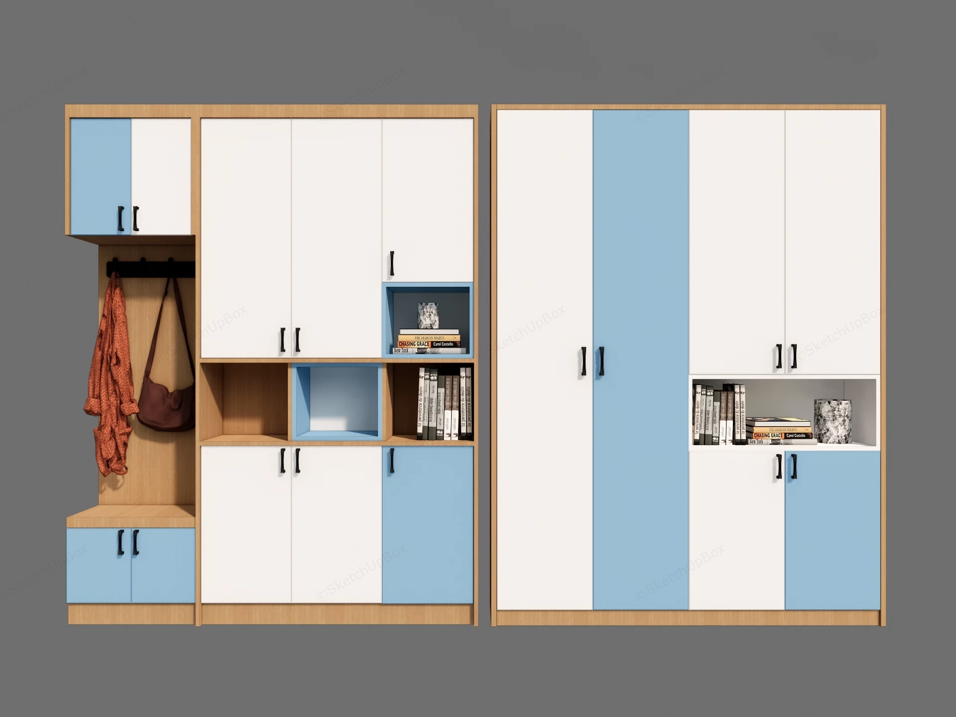 Multi Functional Entryway Storage & Wardrobe sketchup model preview - SketchupBox