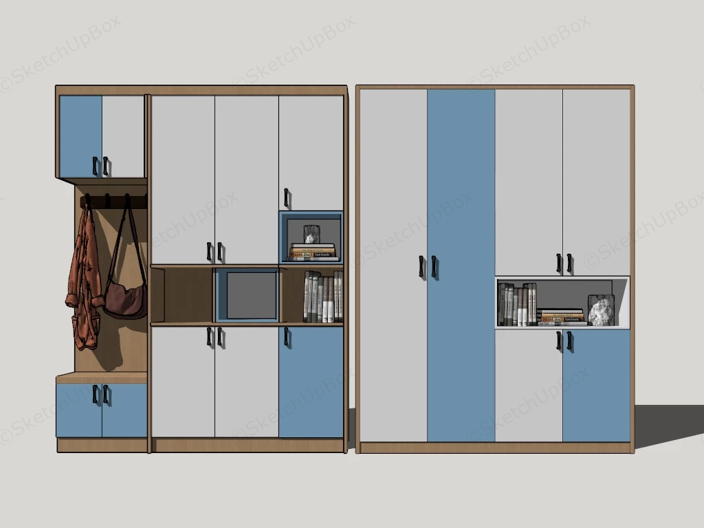 Multi Functional Entryway Storage & Wardrobe sketchup model preview - SketchupBox