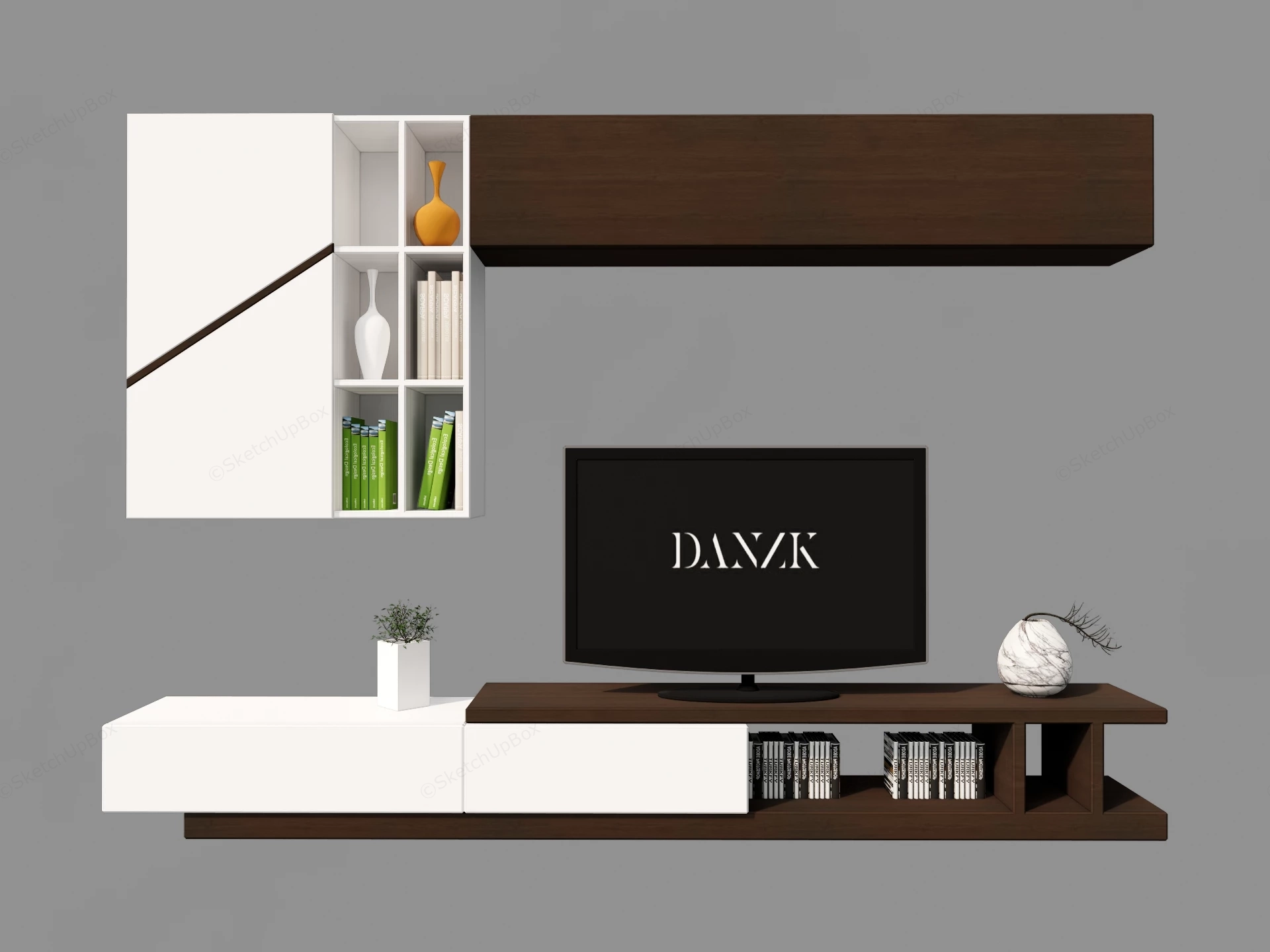 Modern Wall Mounted Entertainment Unit sketchup model preview - SketchupBox