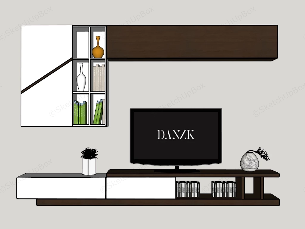 Modern Wall Mounted Entertainment Unit sketchup model preview - SketchupBox