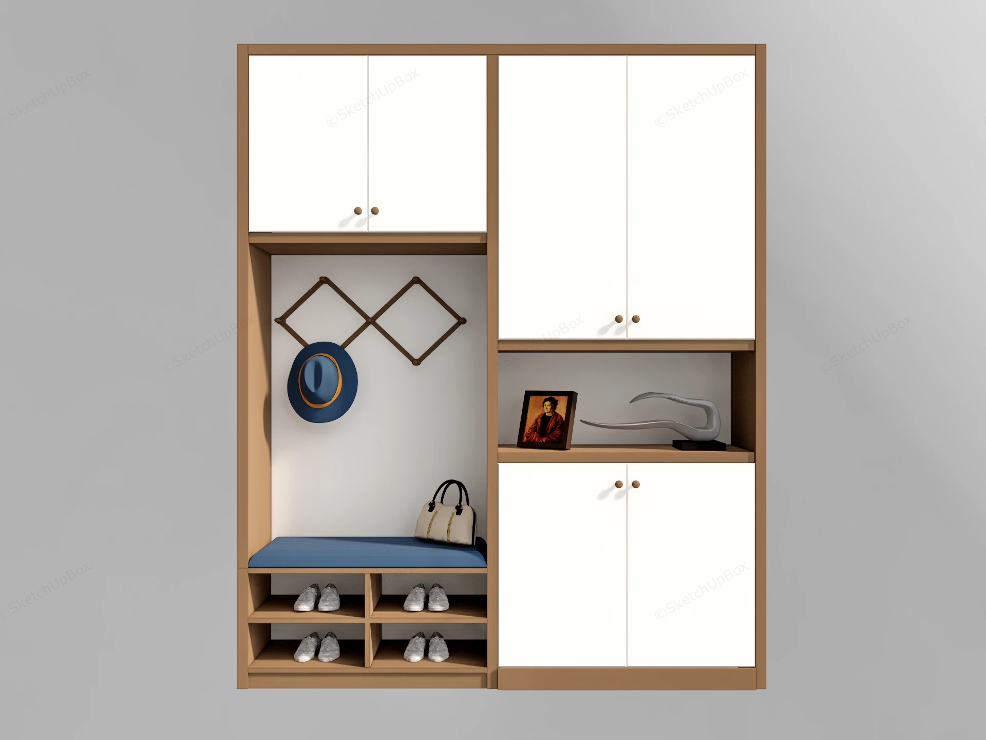 Modern Entryway Mudroom And Wardrobe Unit sketchup model preview - SketchupBox