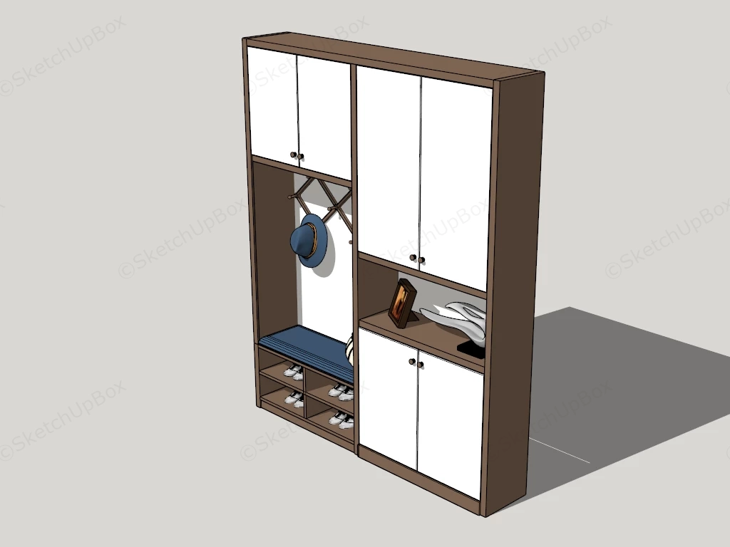 Modern Entryway Mudroom And Wardrobe Unit sketchup model preview - SketchupBox