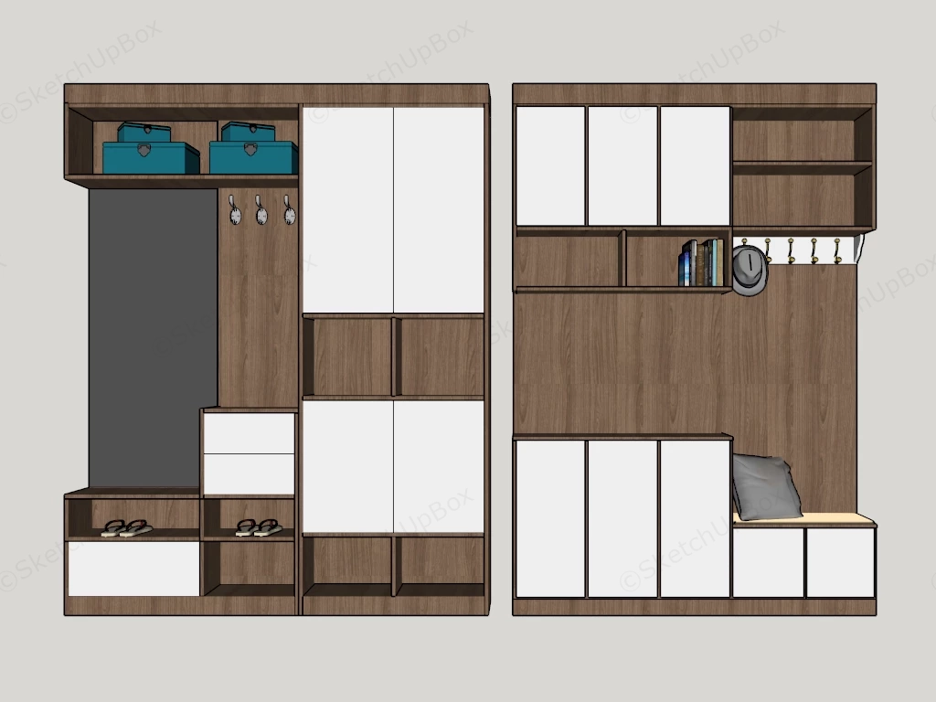 Entryway Wardrobe Systems sketchup model preview - SketchupBox