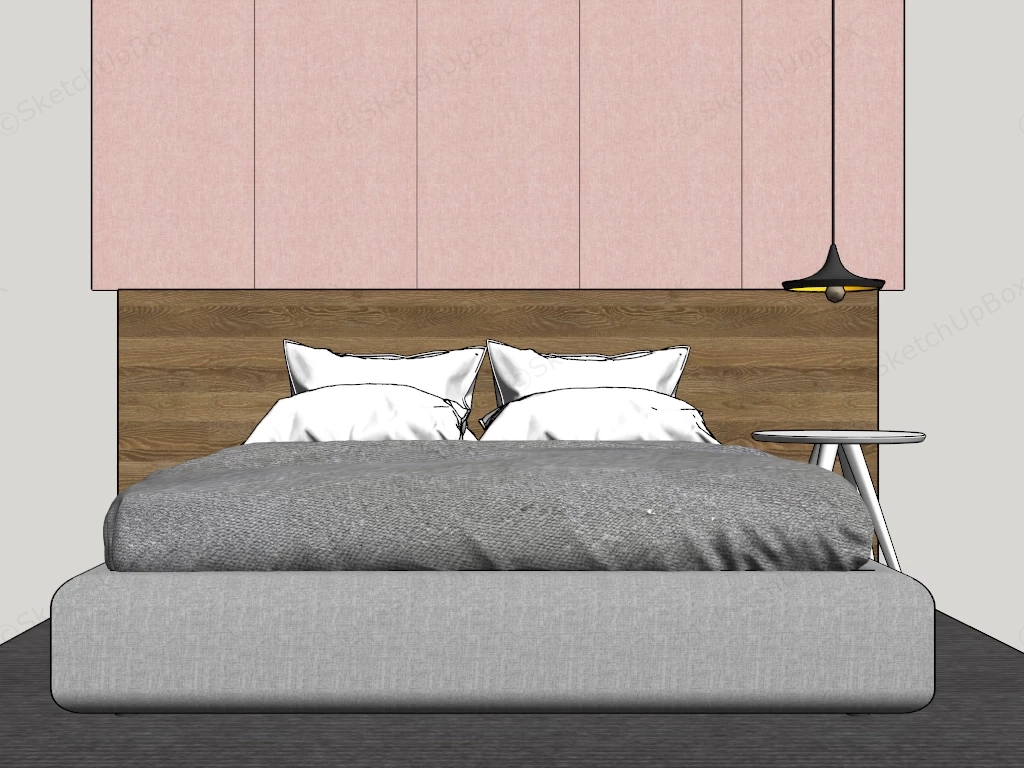 Modern Platform Bed With Headboard sketchup model preview - SketchupBox