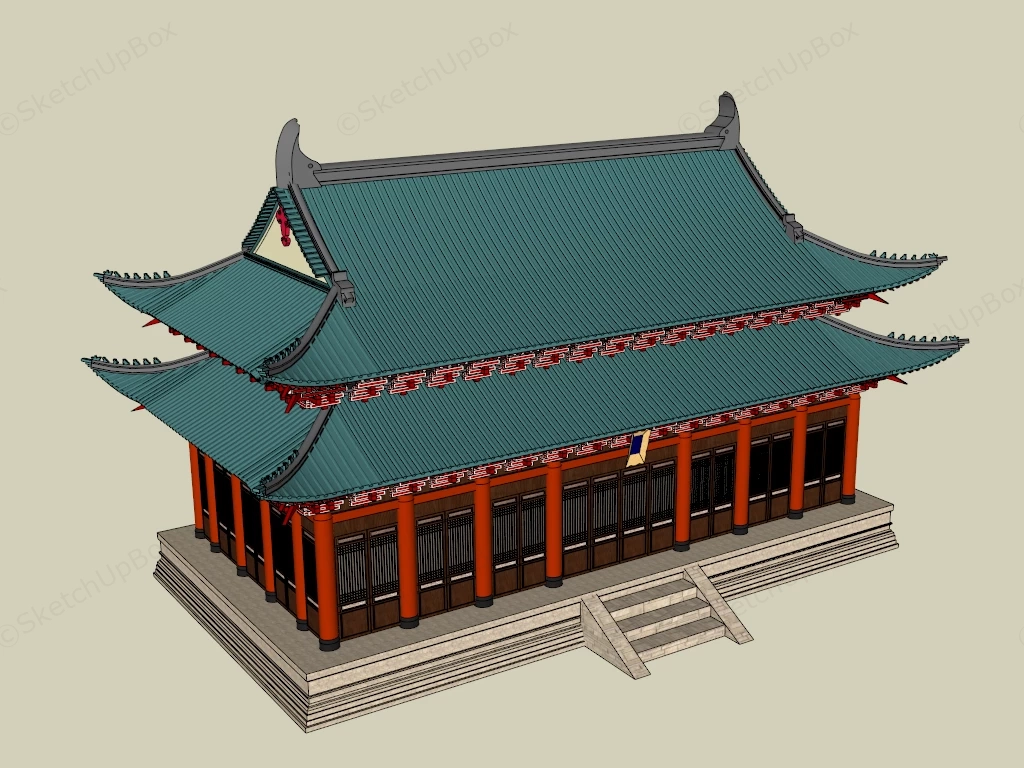 Classical Chinese Palace Main Hall sketchup model preview - SketchupBox