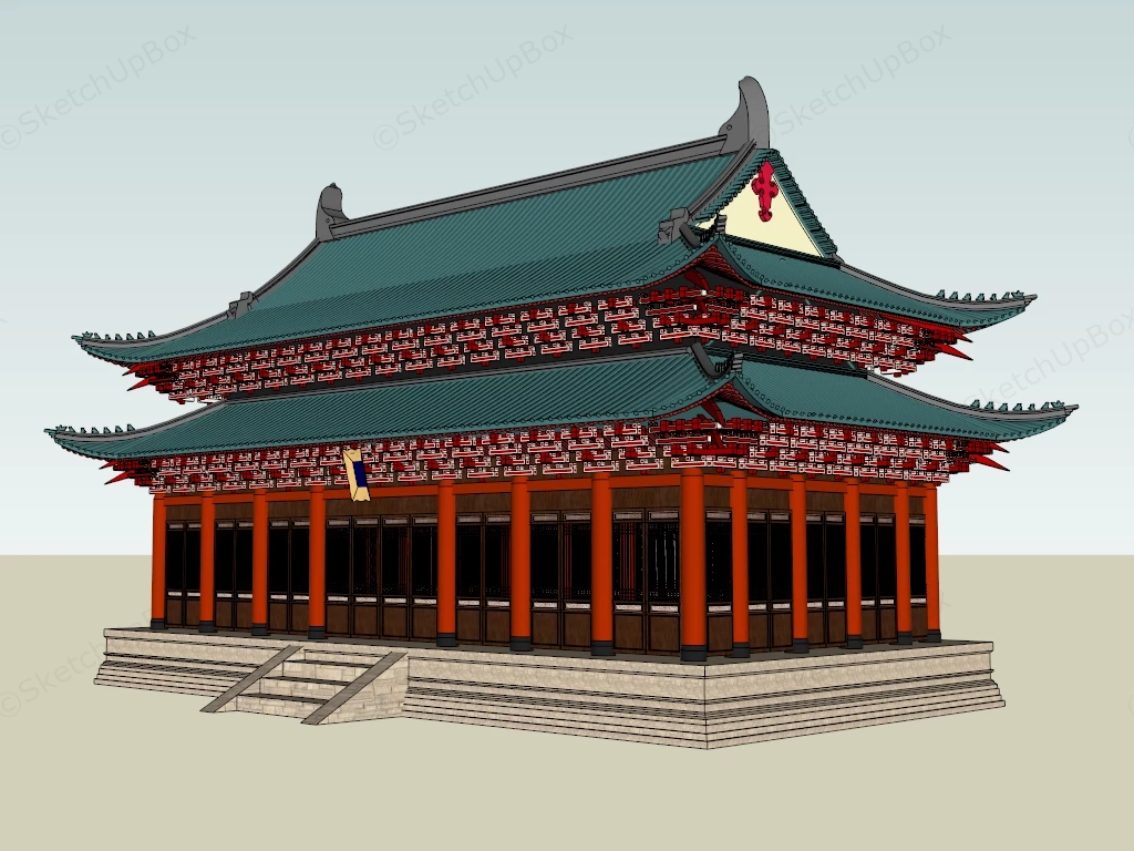 Classical Chinese Palace Main Hall sketchup model preview - SketchupBox
