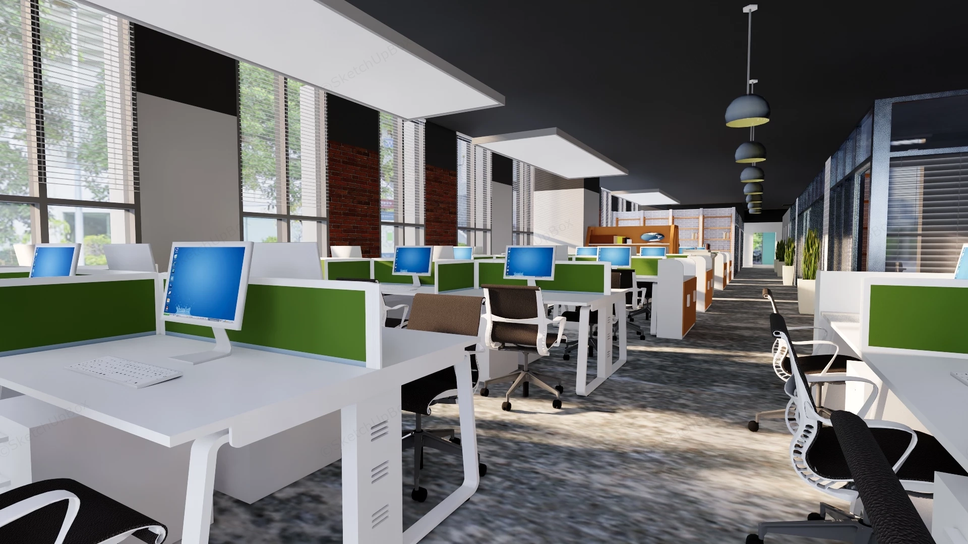 U Shaped Corporate Office Floor Plan sketchup model preview - SketchupBox