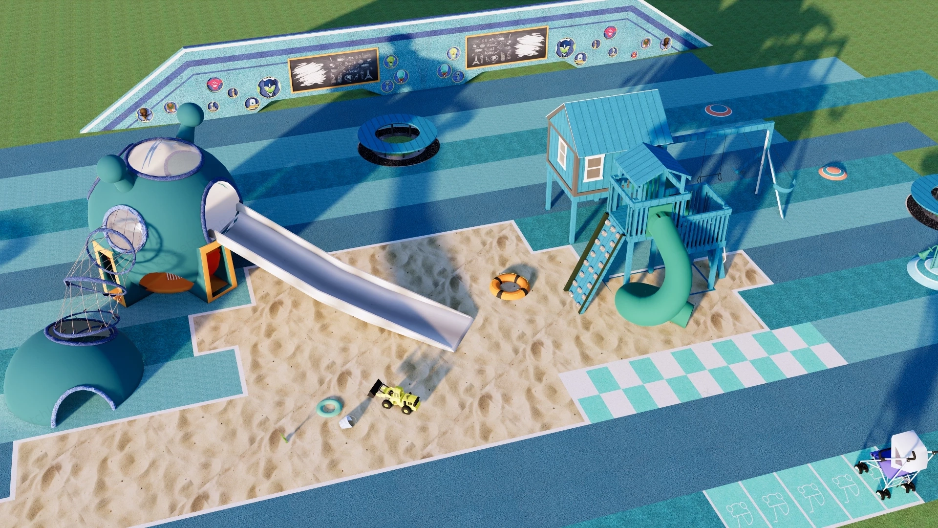 Beach Themed Children's Playground sketchup model preview - SketchupBox