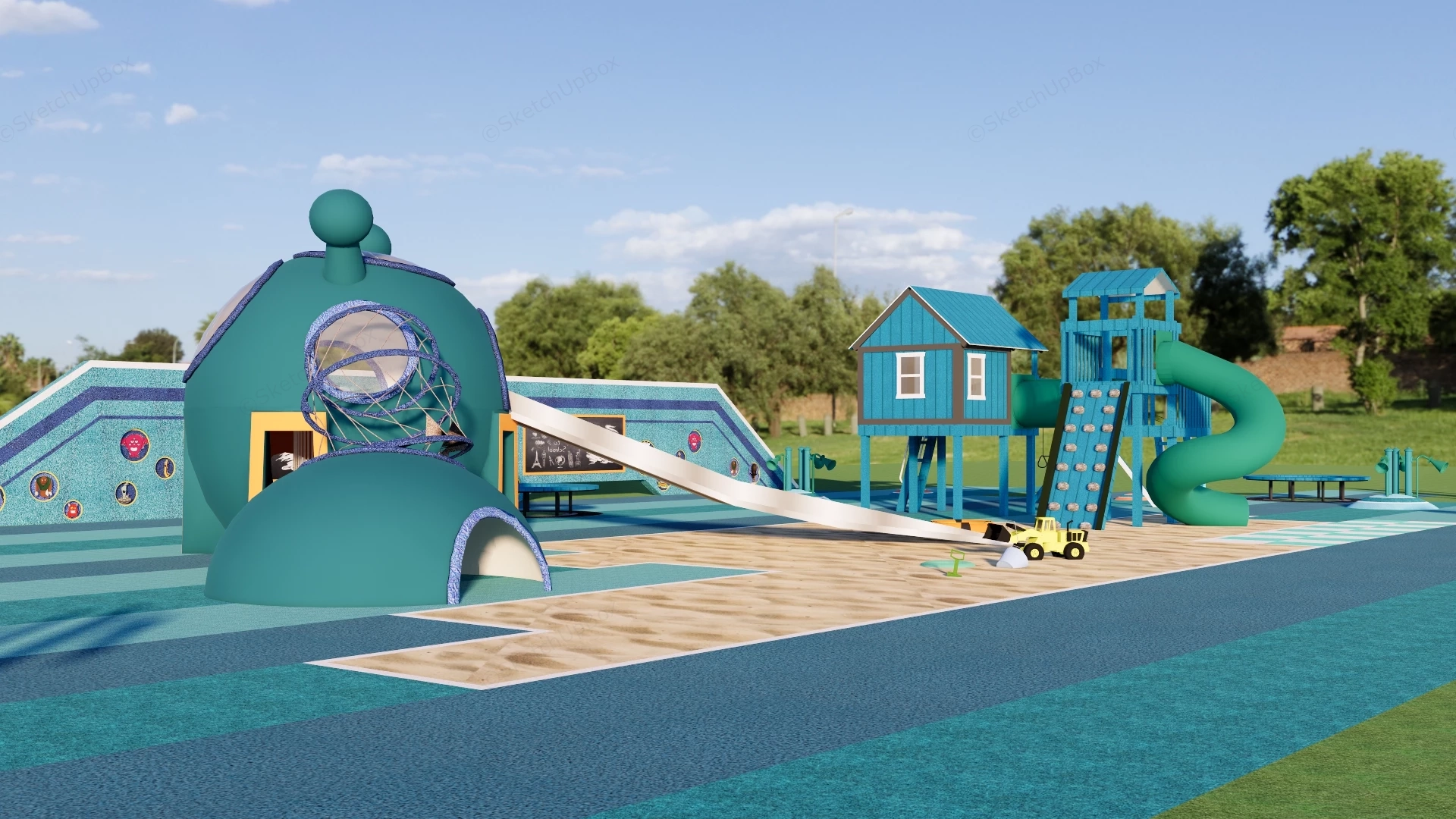 Beach Themed Children's Playground sketchup model preview - SketchupBox