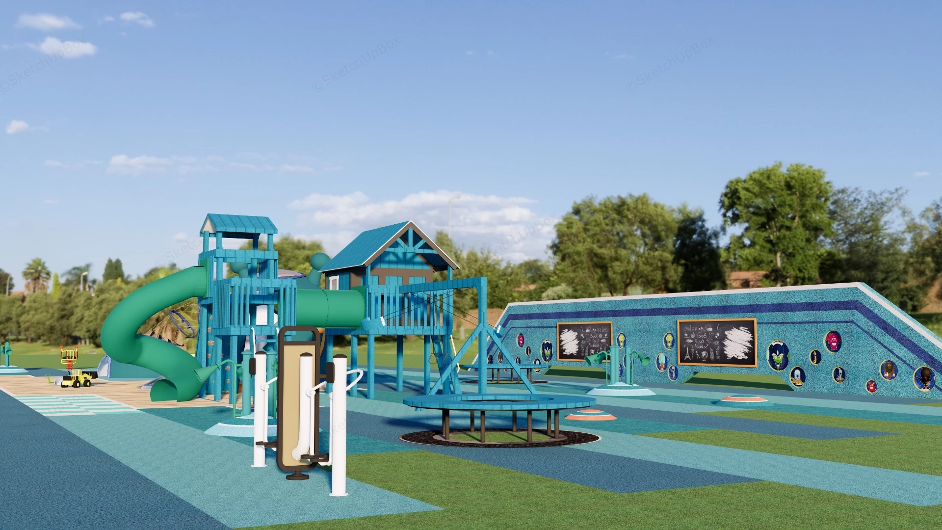 Beach Themed Children's Playground sketchup model preview - SketchupBox